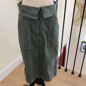 Ulla Johnson army green denim skirt.  Size 6.  Midi Length